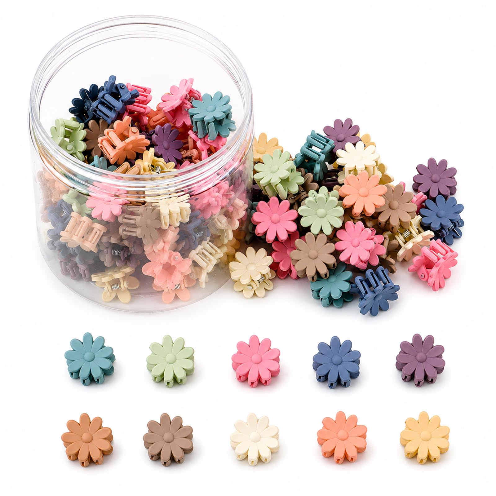 100 szt. mini spinek do włosów, kolorowe małe kwiatowe spinki do włosów, urocze mini spinki do włosów, dla dziewcząt, akcesoria do włosów dla kobiet, nastolatków, dzieci (neutralne odcienie