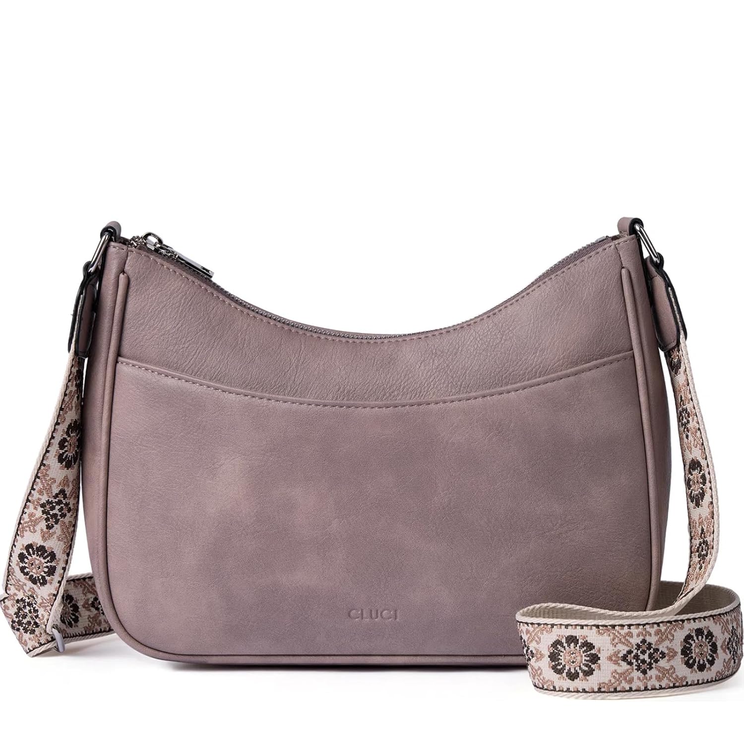 CLUCI Bolsas transversais para mulheres, bolsas de ombro de couro vegano, bolsas femininas com alça larga ajustável