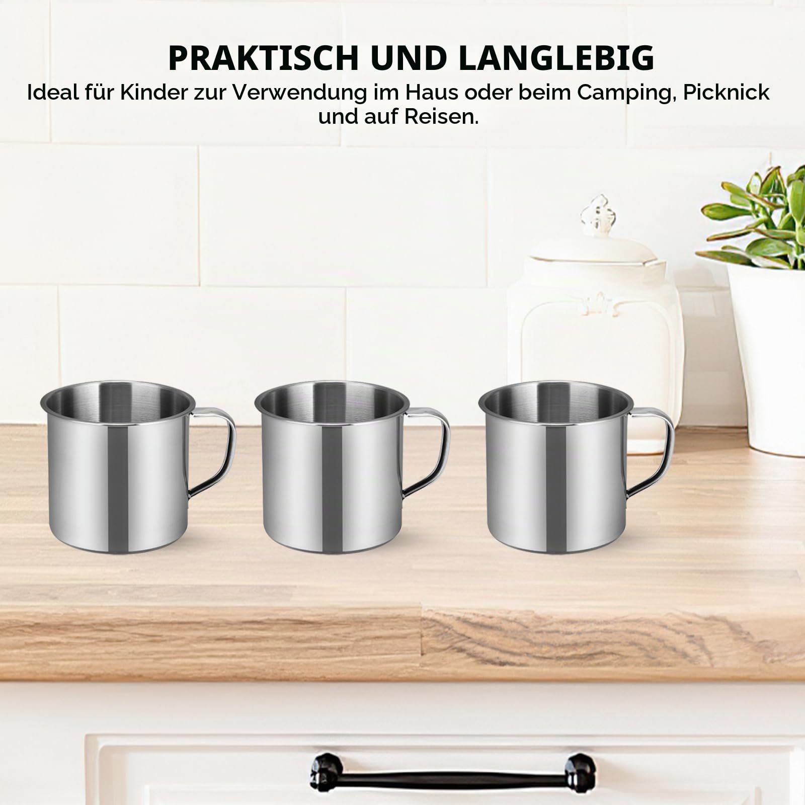 Operitacx Edelstahl Wasserbecher 10 Stück 14Oz Kinder Trinkbecher Unzerbrechlich Leicht Für Kindergarten Camping Picknick Mit Glatten Kanten