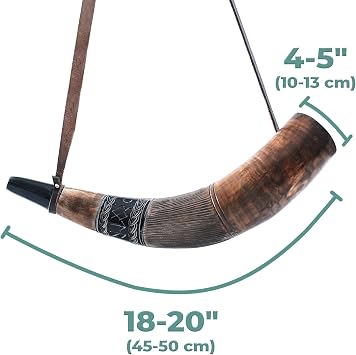Norse Tradesman Viking War Horn – 45 cm Blow Battle Trumpet Crafted from Authentic Premium Ox-Horn – A Stirring Piece of History