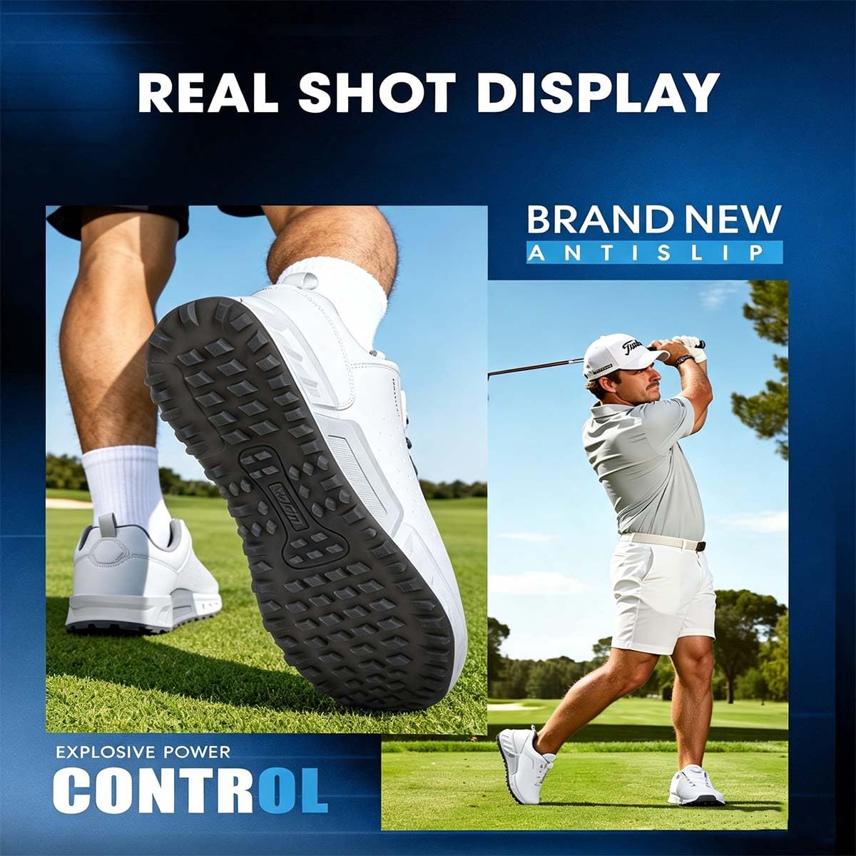 Zapatillas de Golf de Cuero Profesionales para Hombre sin Tacos