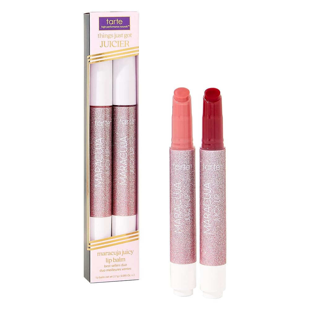 tarte maracuja juicy lip balm bestsellers duo - rose & passion fruit - full size
