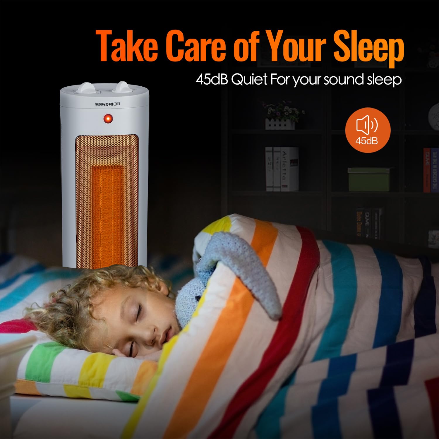 Sofly Electric Space Heater,1500W/900W PTC Ceramic Tower Heater with Oscillation,Thermostat & Fast Heating,Safe Portable Heater for Indoor Use (White Knob01)