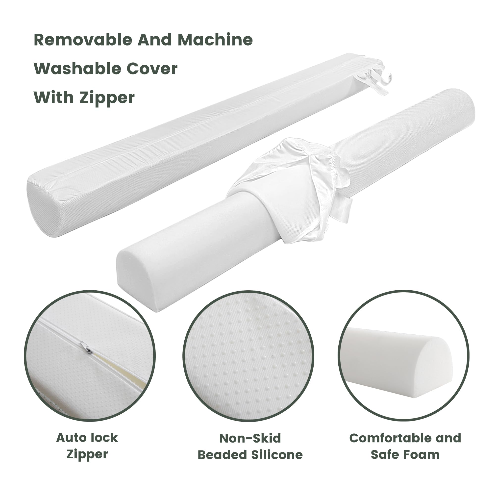 fond + found Parachoques de cama de tela de malla para niños pequeños [2 paquetes] Riel de cama de seguridad de espuma para niños y bebés, parachoques de cama transpirable con funda antideslizante y