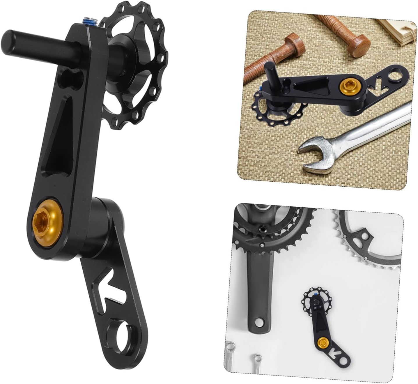 KICHOUSE Single Speed Bicycle Chain Tensioner for Folding Bikes Aluminum Alloy Rear Derailleur Adjuster Chain Guide for Stable and Safe Chain Transmission Portable for Urban Commuting and Travel