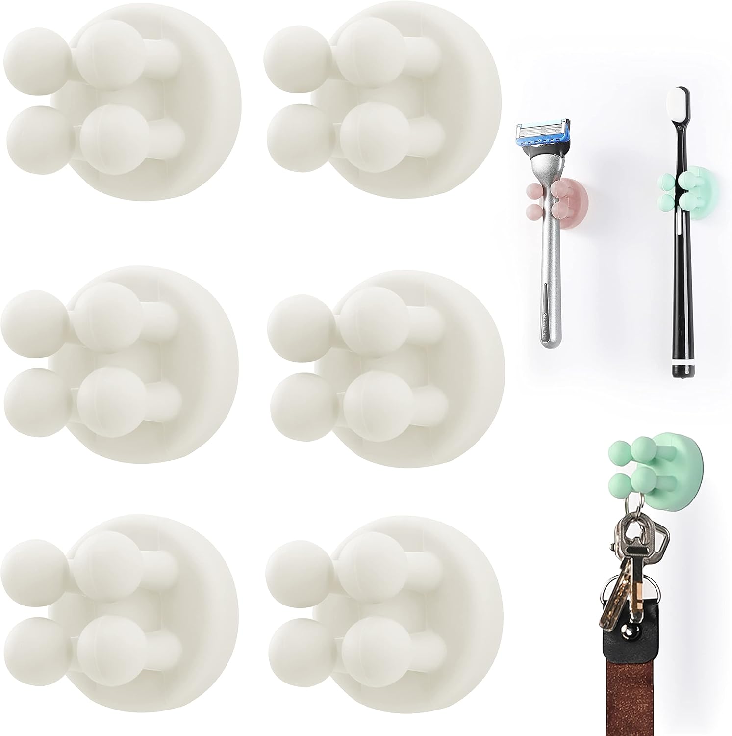 Silicone Razor Guard Silicone Toothbrush Holders Multi-Function Hook Razor Holder Waterproof ...