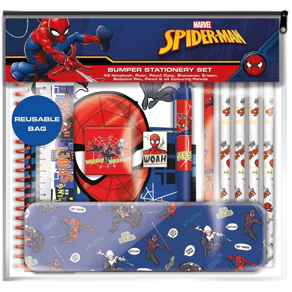 Pyramid International, Spiderman Bumper Stationery Set – Complete Set for Marvel Fans and Creative Projects, One Size