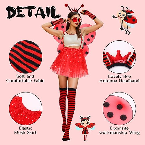 Miniatura 3 de Toulite Bee Costume Accessories Set for Women Bee Costumes Hairbands Wins for Birthday Themed Christmas Cosplay Party