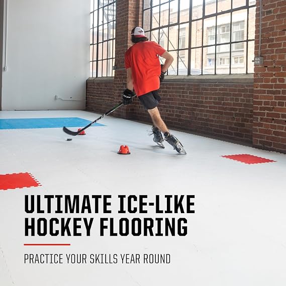 HockeyShot Revolution Synthetic Ice Tiles - 10 Pack, 18x18, White | SkateAble Hockey Tiles for All Ages, Build Your Own Year-Round Hockey Training Surface, Durable, Easy Install, Made in Canada