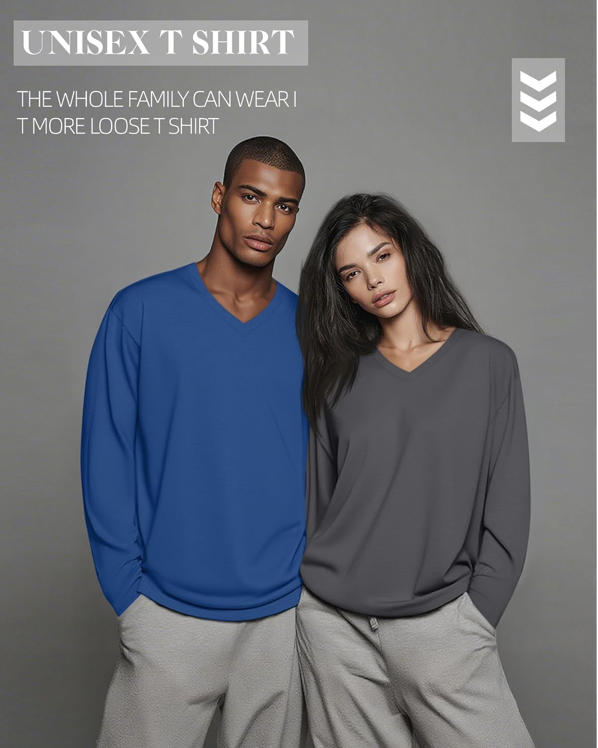 6 Pack Big and Tall Shirts for Men L-7xl Cotton Long Sleeve V Neck Loose Fit Tops Casual Basic Tee Multipack - Image 6