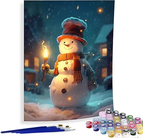 Diymood Pintura por números para adultos, muñeco de nieve, pintura al óleo de Navidad, pintura acrílica por números, kits para niños y adultos disponible en Yaxa El Salvador