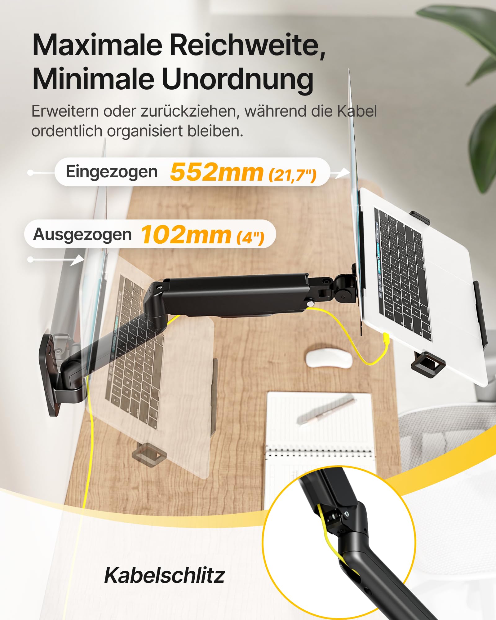 monTEK Laptop Wandhalterung, 2-in-1 Monitor und Laptop Halterung