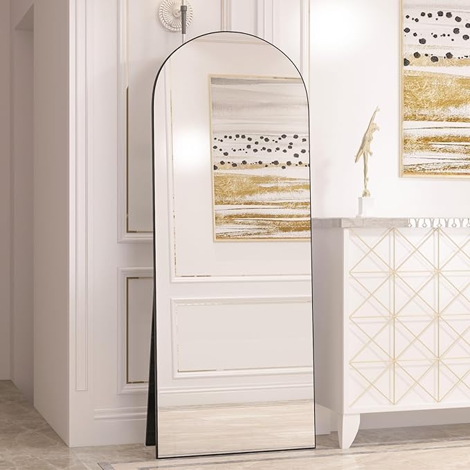 Poseerkey Arched Mirror Full Length 65"x22", Arch Black
