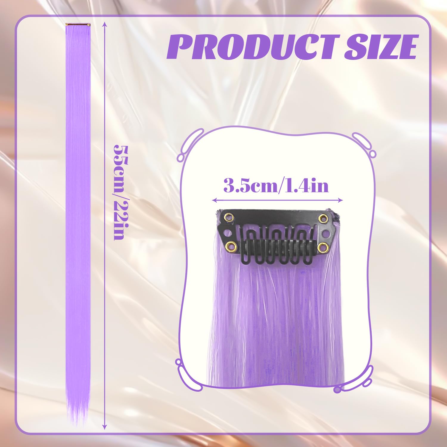 10 Pcs Purple Hair Extensions, Light purple, 55 cm - Image 2