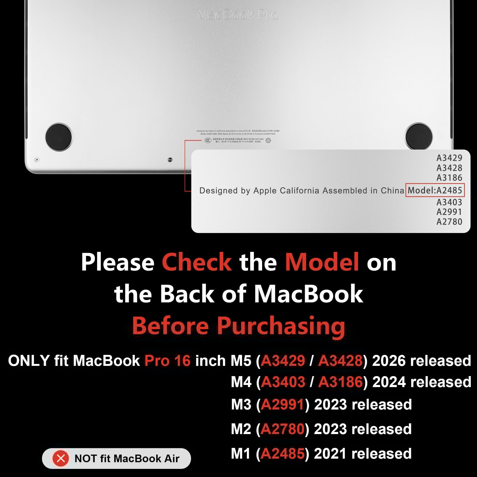 MEEgoodo Custodia per MacBook Pro 16" 2026 2024 2023 2021, guscio per laptop compatibile con chip M5 M4 M3 M2 M1 Pro/Max, compatibile con modelli A3429/A3428/A3403/A3186/A2991/A2780/A2485, strisce