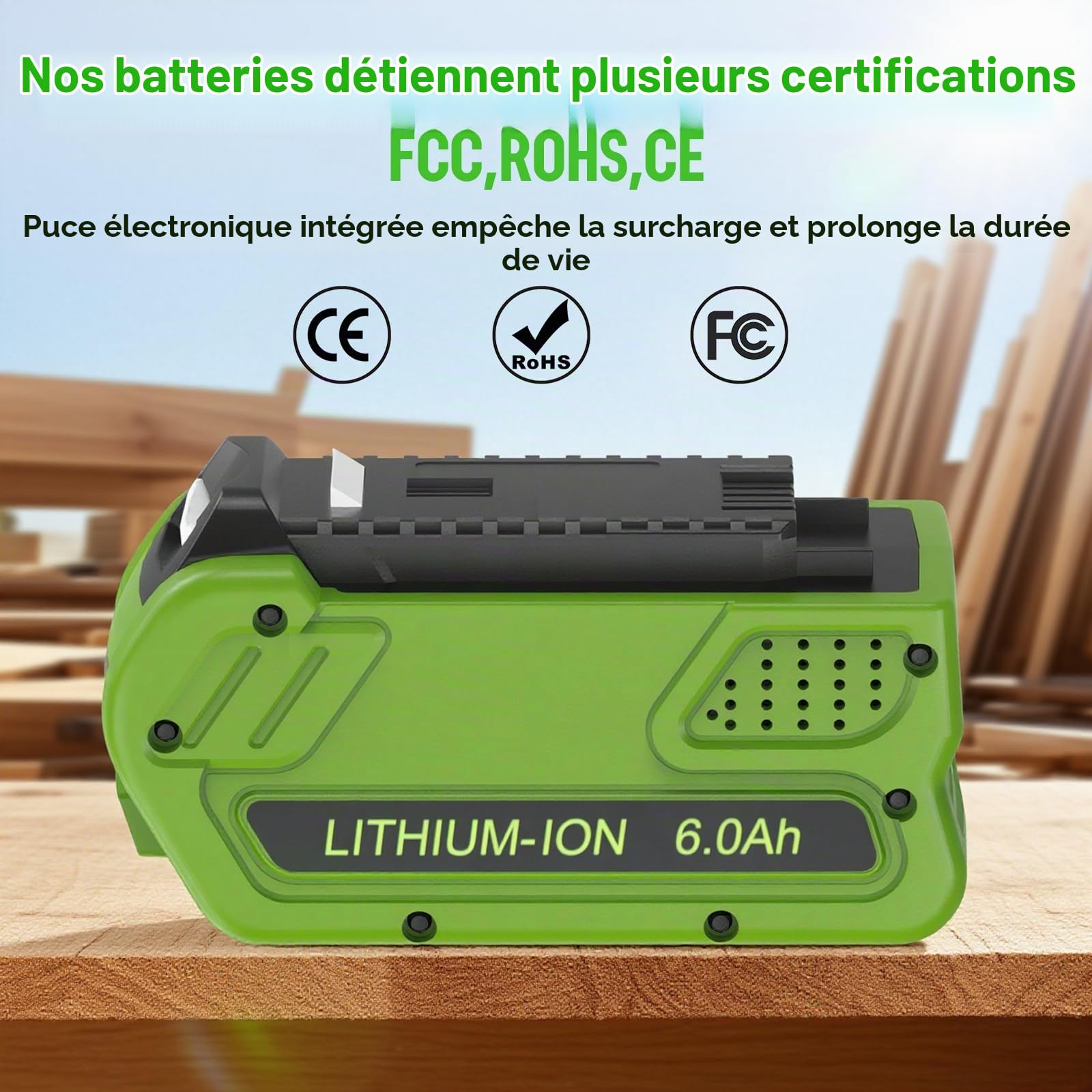 40V 6Ah DREAMDASH Batterie, Remplacement pour Greenworks G40B5 G40B4 G40B2