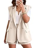 Womens 2 Piece Sets Summer 2025 Dressy Sleeveless Blazer and High Waist Shorts Set Suit Business Casual Outfits