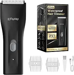 ENSSU Aparador de cabelo sem fio masculino – Aparador de barba à prova d'água com lâmina de cerâmica, kit de corte de cabelo elétrico recarregável para adultos e crianças, preto (Preto)