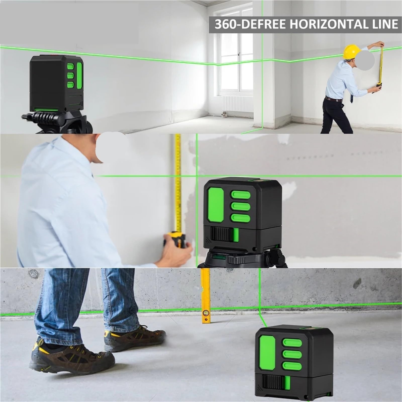 medidor de Distancia láser, Nivel Láser Verde 2 Líneas 10M Autonivelante Horizontal Y Vertical Herramientas De Medición Súper Potentes