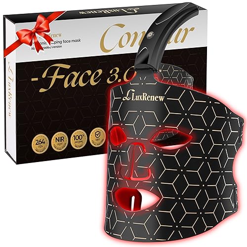 Máscara de terapia de luz roja mejorada, máscara facial infrarroja pura 850 con luz roja, terapia de luz, inalámbrica, portátil y recargable para
