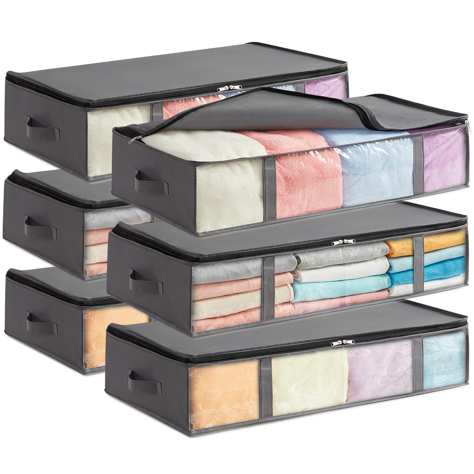 Lifewit Unterbett Aufbewahrungsbox, Faltbare Unterbettkommode Aufbewahrungstasche Storage Boxes mit Deckel, Unterbett Aufbewahrung für Kleider Unterbett Kleiderschrank