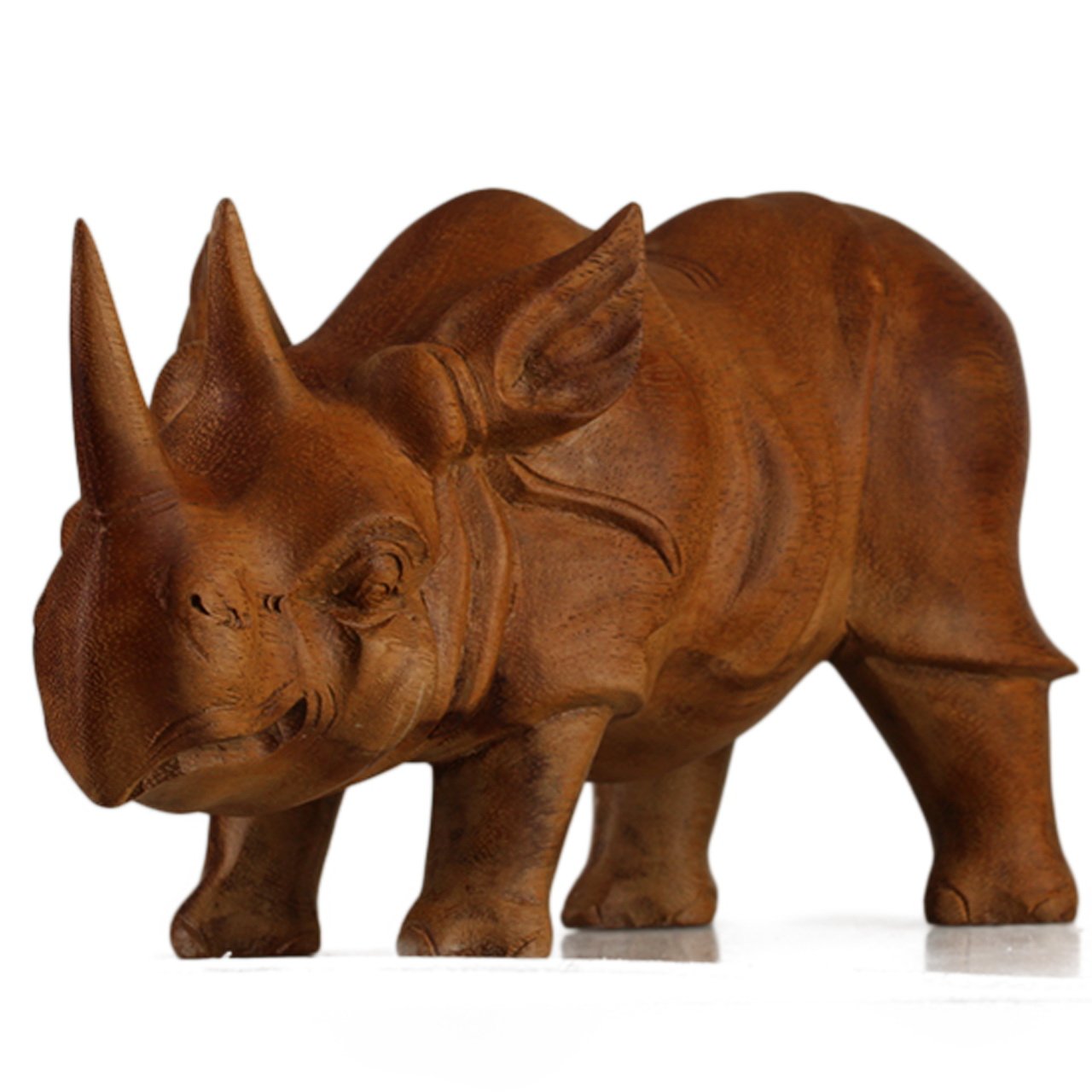 ART-CRAFT Holz-Nashorn Schnitzerei aus Suar Holz 30cm