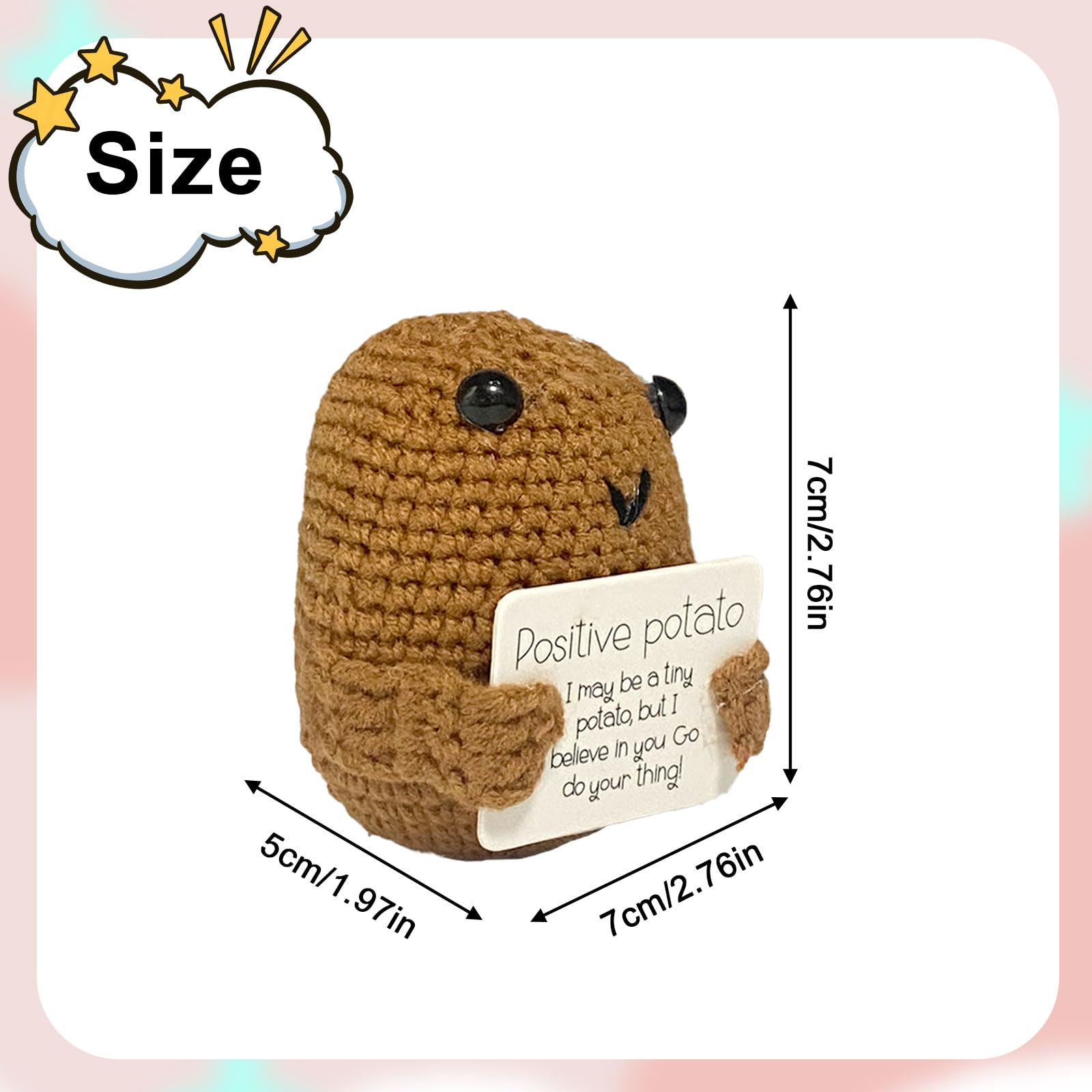 HRKVSK Positive Potato Pocket Hug Lot De 2 Mini Pelotes De Laine à Tricoter Créatives En Peluche - Tomate Positive - Cadeau D'encouragement - Cadeau