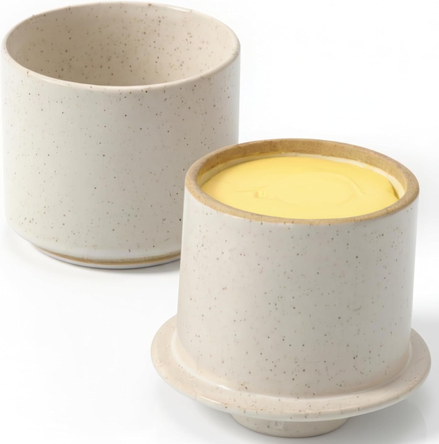 KIBAGA Ceramic French Butter Crock - Water Seal Keeps Butter Soft, Fresh & Spreadable on Countertop | Dishwasher Safe Butter Dish with Lid