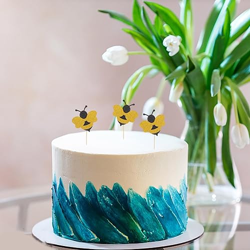 Miniatura 7 de 72 piezas de decoración para cupcakes de abejorros con purpurina para decoración de pasteles de abejorros para fiestas temáticas de abejas, baby