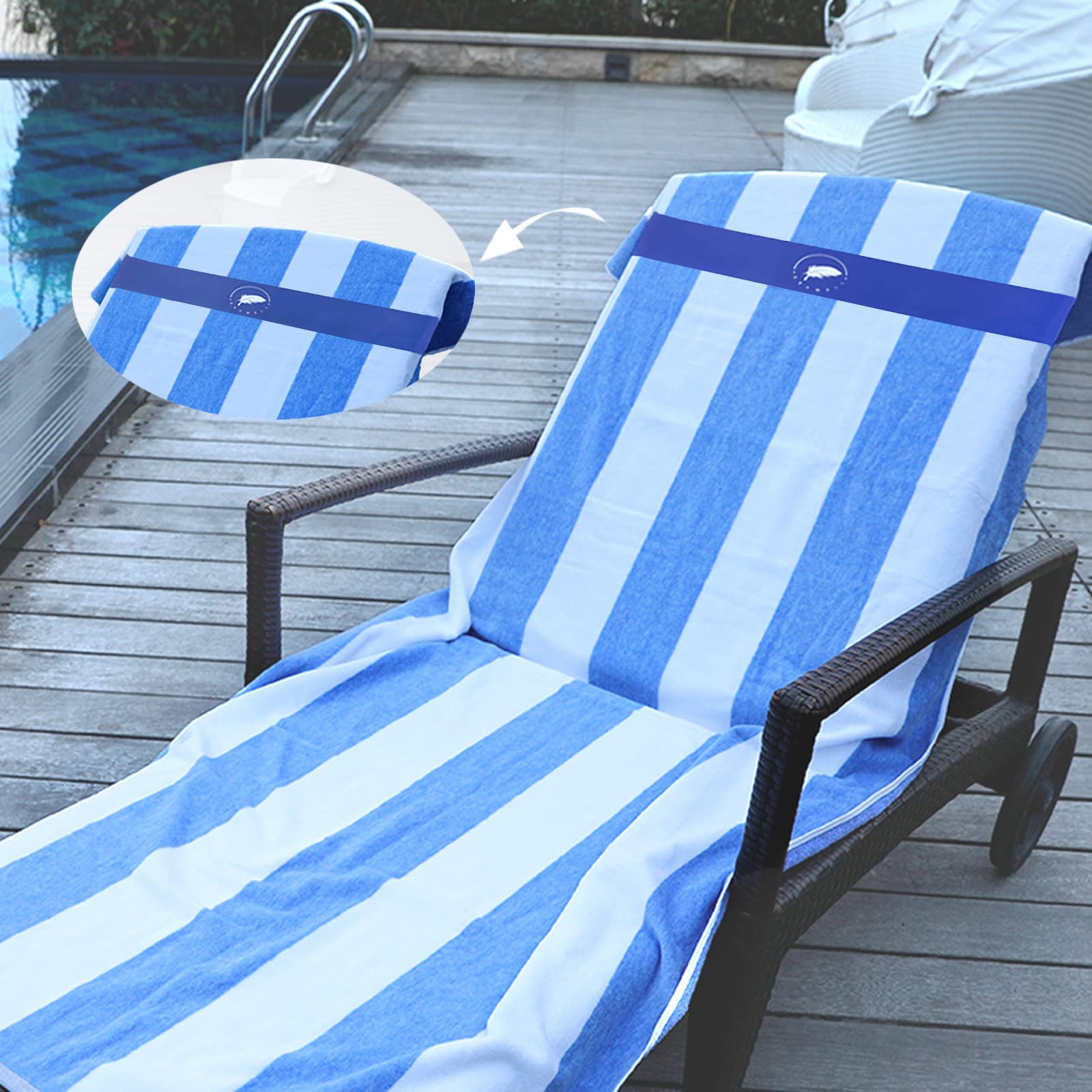 Growell Towel Bands 6-Pack - Stretchy Chair Clips For Beach, Pool, Cruise, Keep Towels Secure