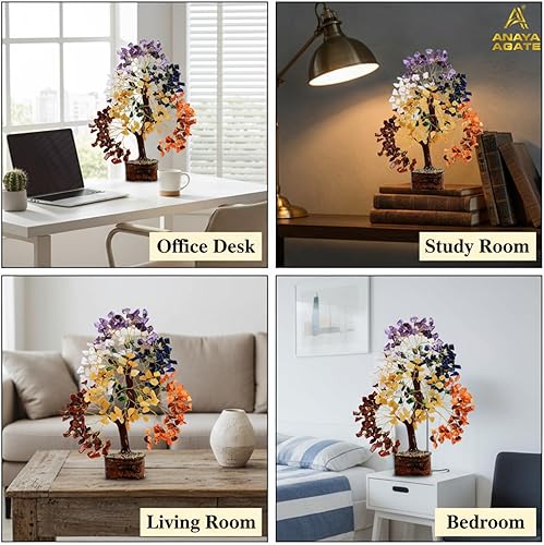 Miniatura 7 de Árbol de la vida de cristal de 7 chakras, cristales curativos hechos a mano, cristales y piedras curativas, árbol del dinero para decoración del #3