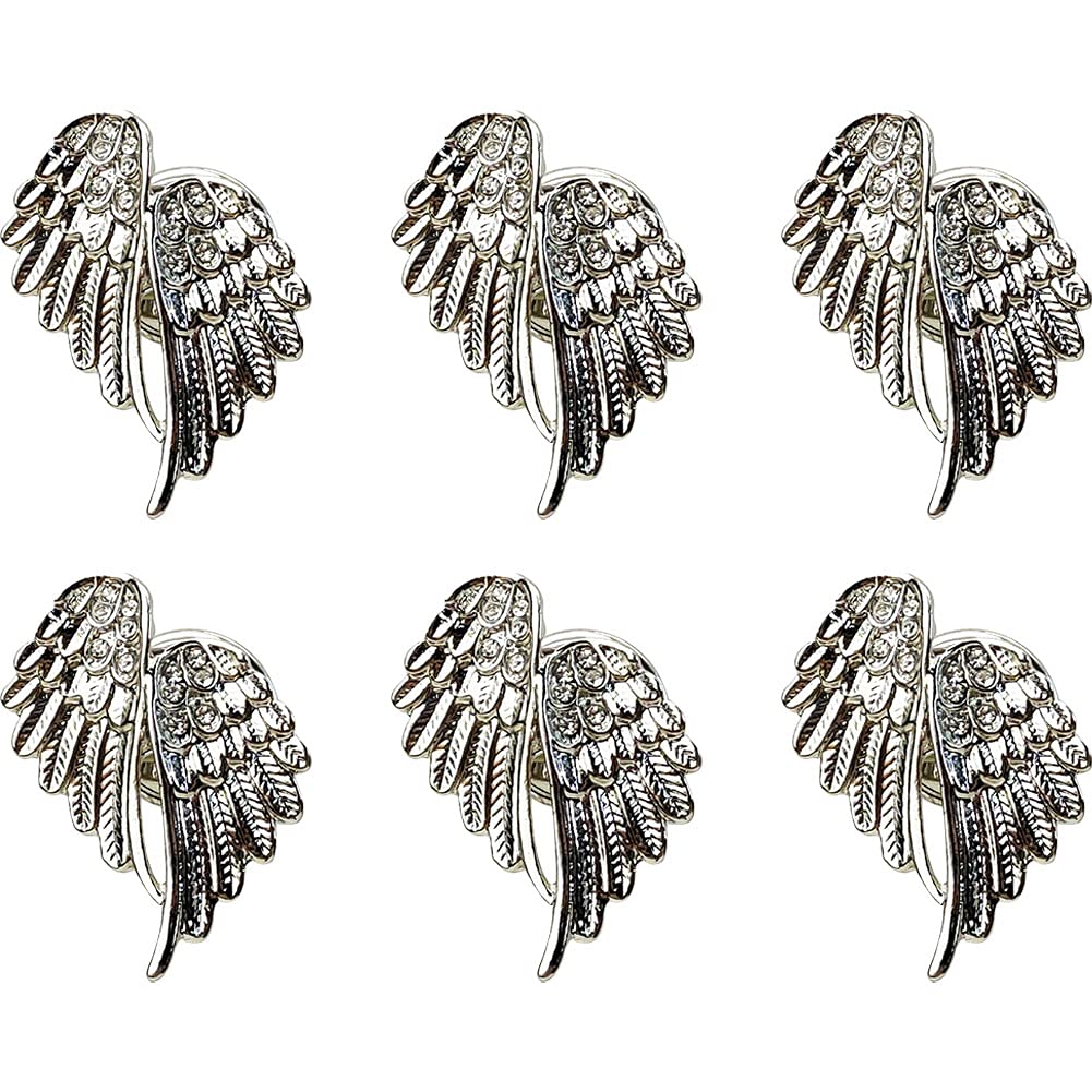 Kelendle6pcs Wings Cabinet Knobs Angel Drawer Knobs and Pulls Set Dresser Knobs Zinc Alloy Door Knobs Closet Handles Pull Wardrobe Cupboard Furniture Hardware for Kitchen Bathroom Home Silver
