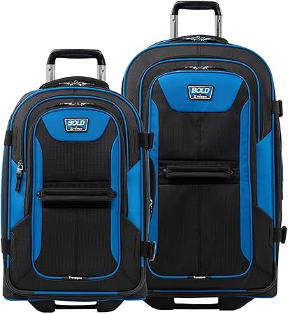Travelpro Unisex-Adult Bold Softside Expandable Rollaboard Upright Luggage (Blue/Black, 2-Piece Set (22/28))