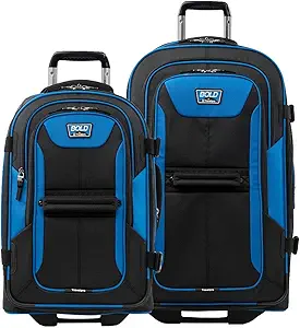 Travelpro Unisex-Adult Bold Softside Expandable Rollaboard Upright Luggage (Blue/Black, 2-Piece Set (22/28))