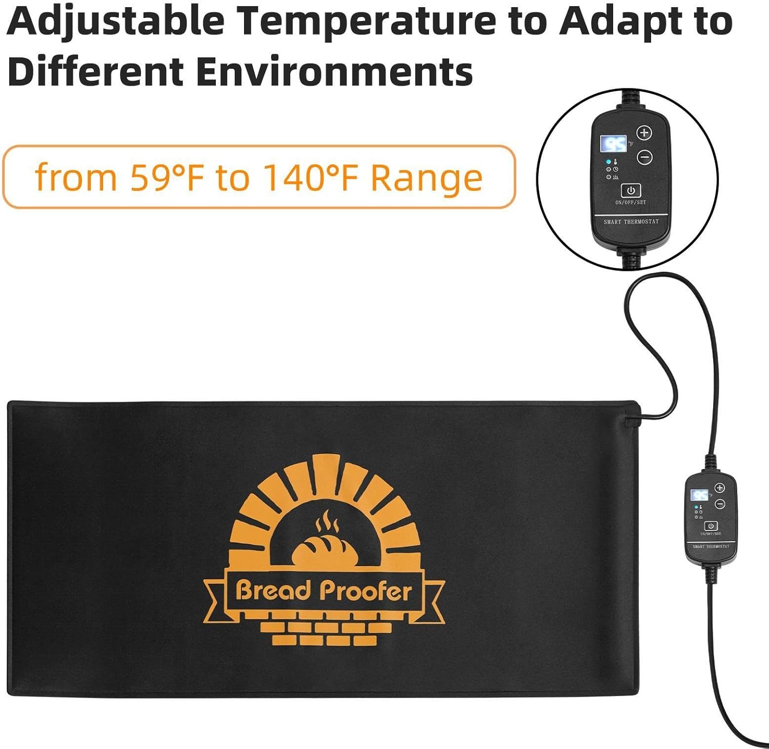 Bread Proofer Bread Dough Starter - 59°F - 140°F Adjustable Temperature Dough Proofer with Thermostat Control Bread Warming Mat - Image 3