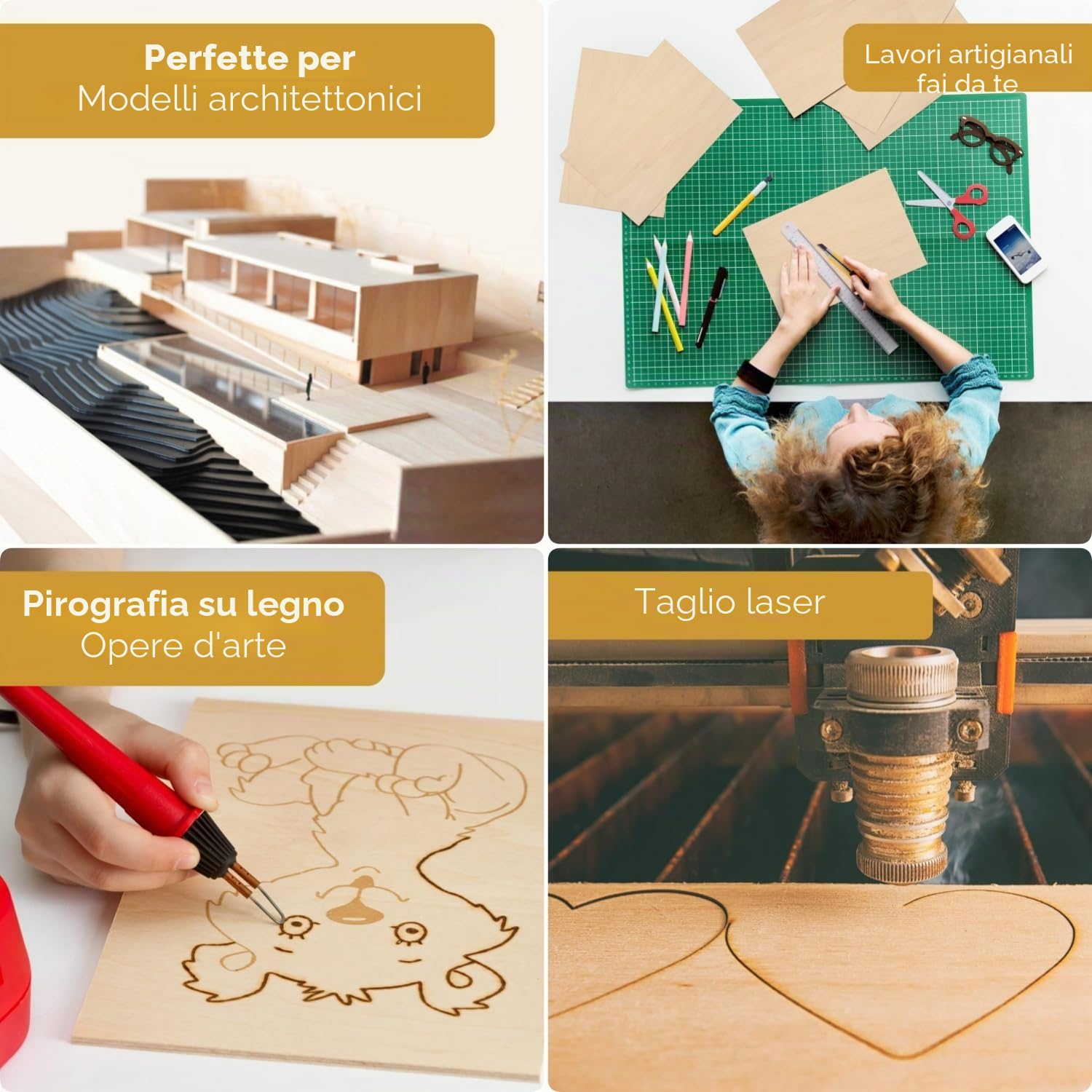 KAHEIGN 24 Pezzi Fogli di Legno di Balsa, 300 x 200 x 2mm Fogli di Compensato Grezzo Tavola Liscia di Tiglio per Casa Decorazioni, Fai Da Te Progetti, Legno Lavorazione Modelli, Pittura e Incisione