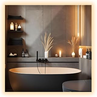 LED Spiegel 50x50 cm | Warmweiß Licht | Badspiegel mit Beleuchtung | Wandspiegel Modern | Rahmenloses Design | Für Badezimmer Schminktisch Flur | Quadratisch | Lichtspiegel