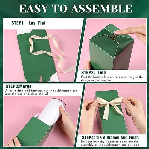 Miniatura 4 de Qilery 24 cajas de regalo de Navidad para vasos de sublimación, caja de regalo con cinta para 12 onzas, 20 onzas, 30 onzas, prensa de calor de