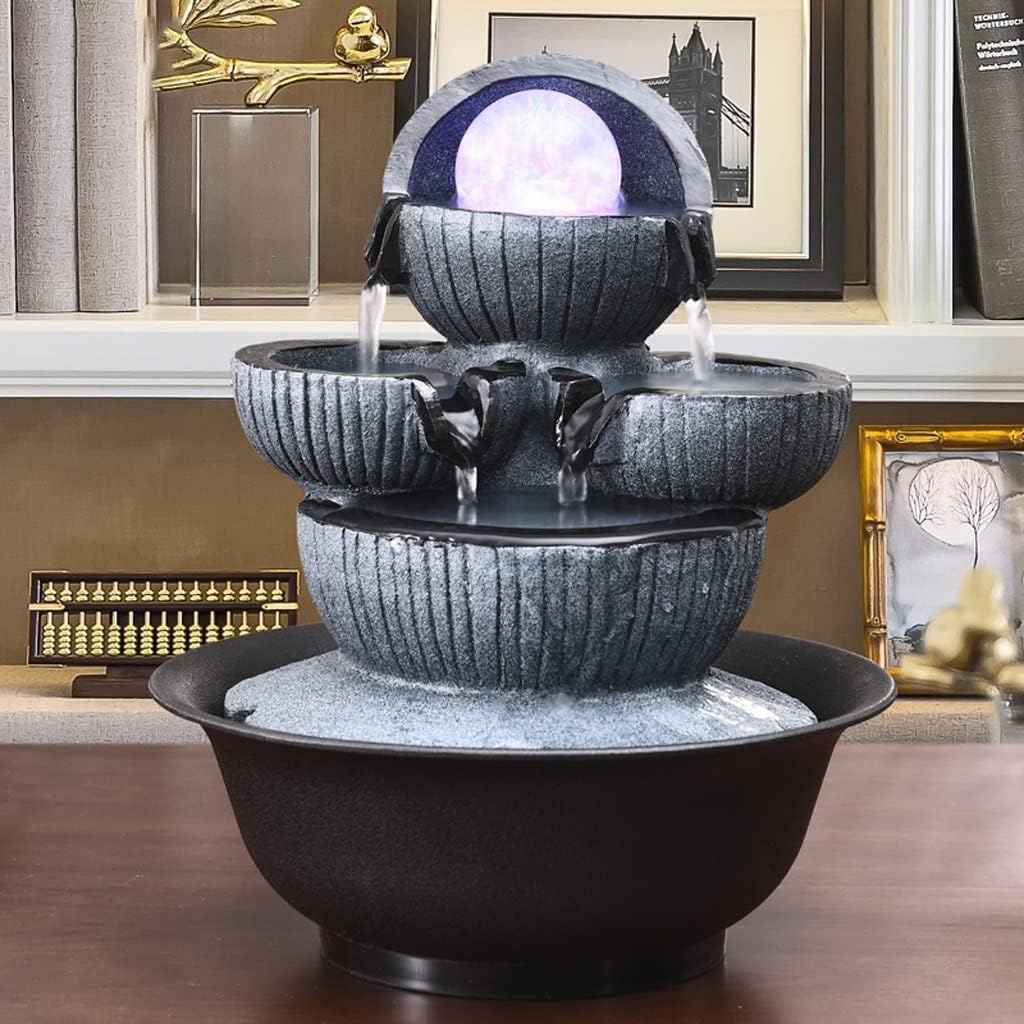 Desktop Fountain Tabletop Water Fountain Tabletop Fountain Indoor Water Fountain Decor Tabletop Relaxation Waterfall Feature Desktop Fountain for Office Home Decor Indoor,A