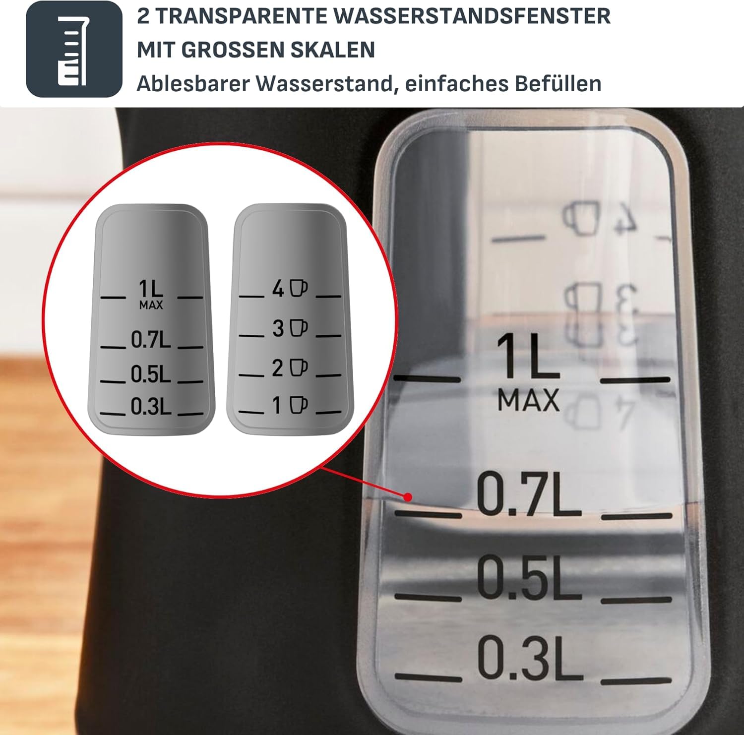 Tefal Includeo Frühstücks-Set Toaster 7 Bräunungsstufen Wasserkocher 1L schwarz