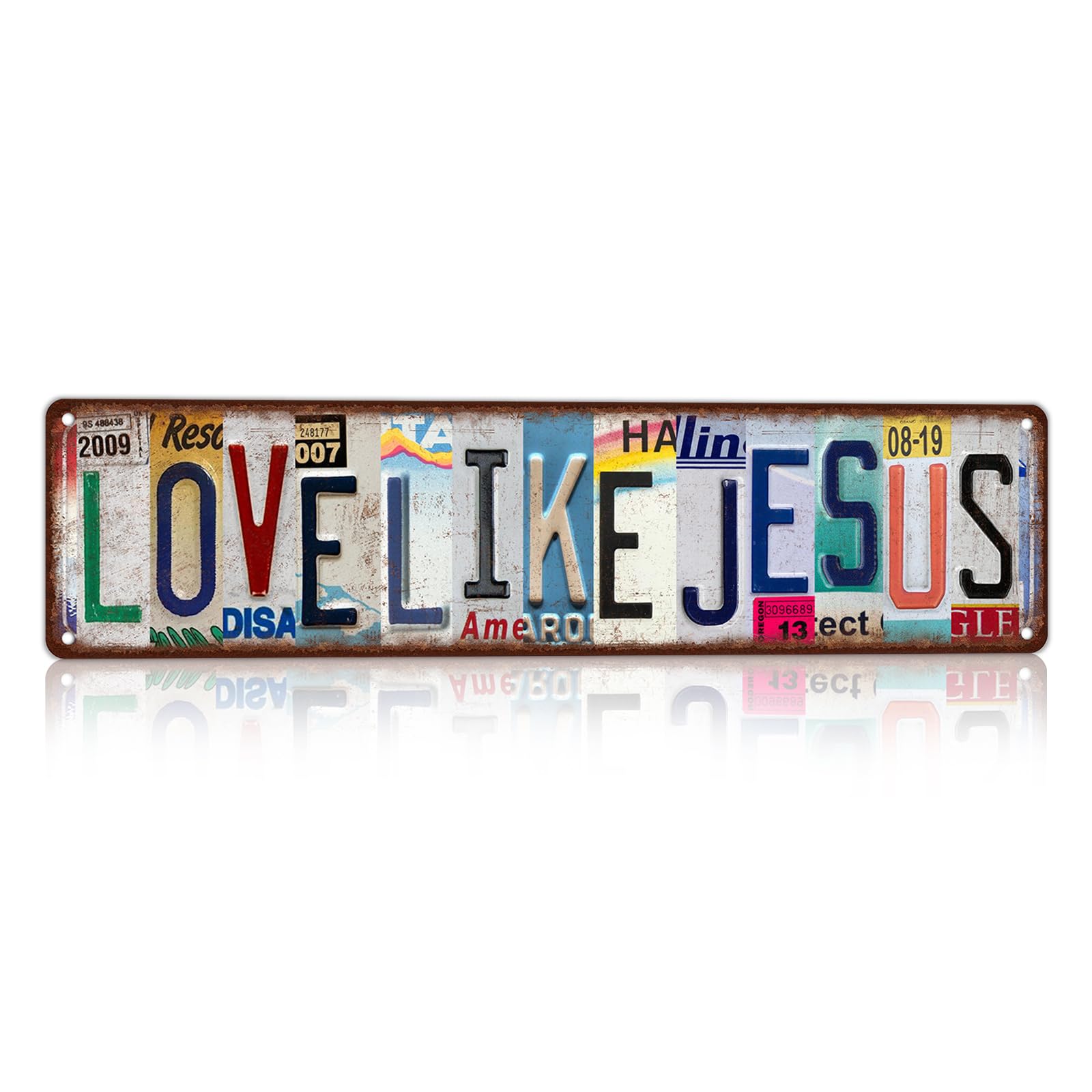 Vintage Love Like Jesus Inspirational Faith Street Sign Wall Decor Metal Tin signs for Prayer Room Home 16x4 Inch