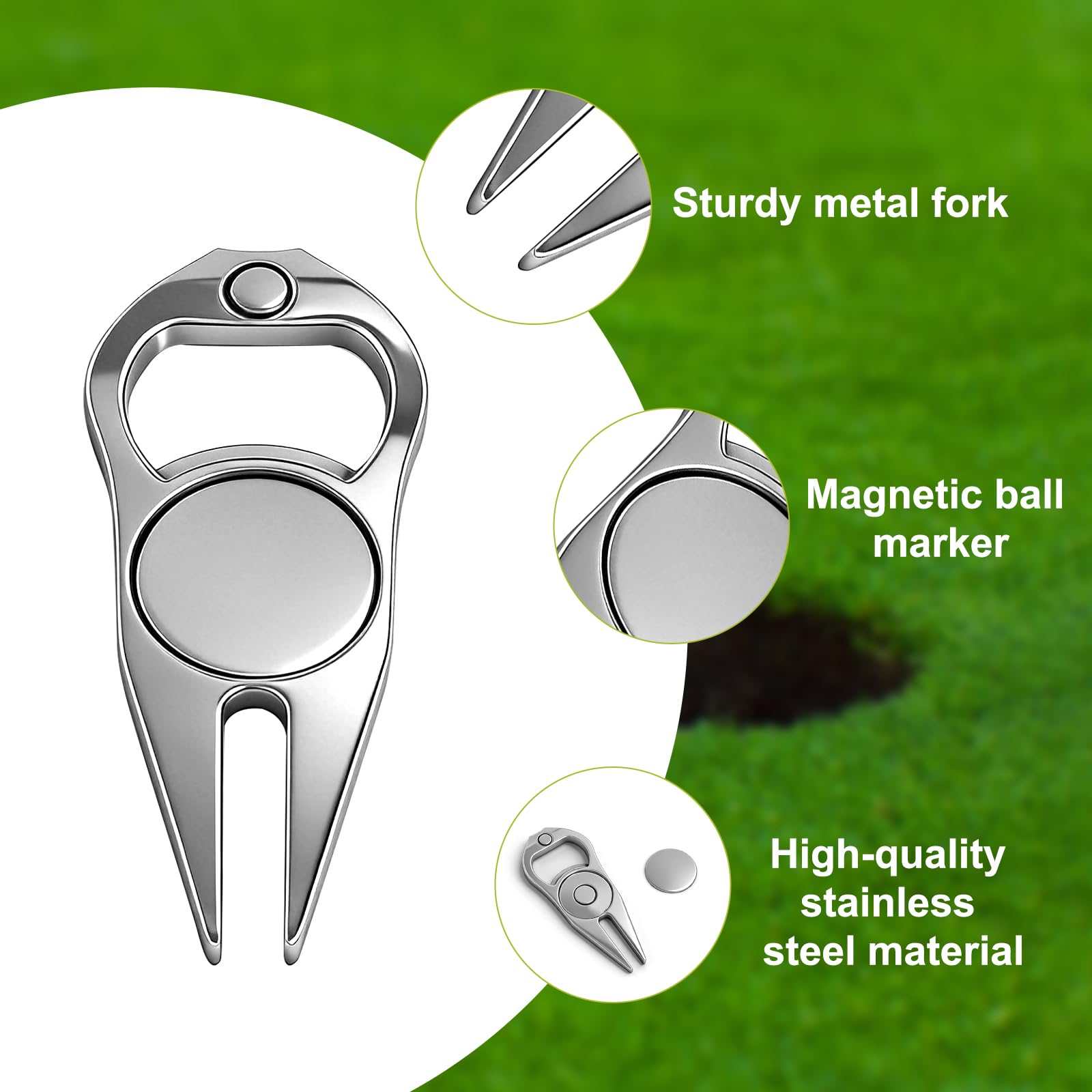 VOSSOT 2 forchette da golf unisex con marcatore estraibile, strumento ergonomico per la cura dei marcatori sul campo da golf, tecnologia triple traccia ideale per i golfisti