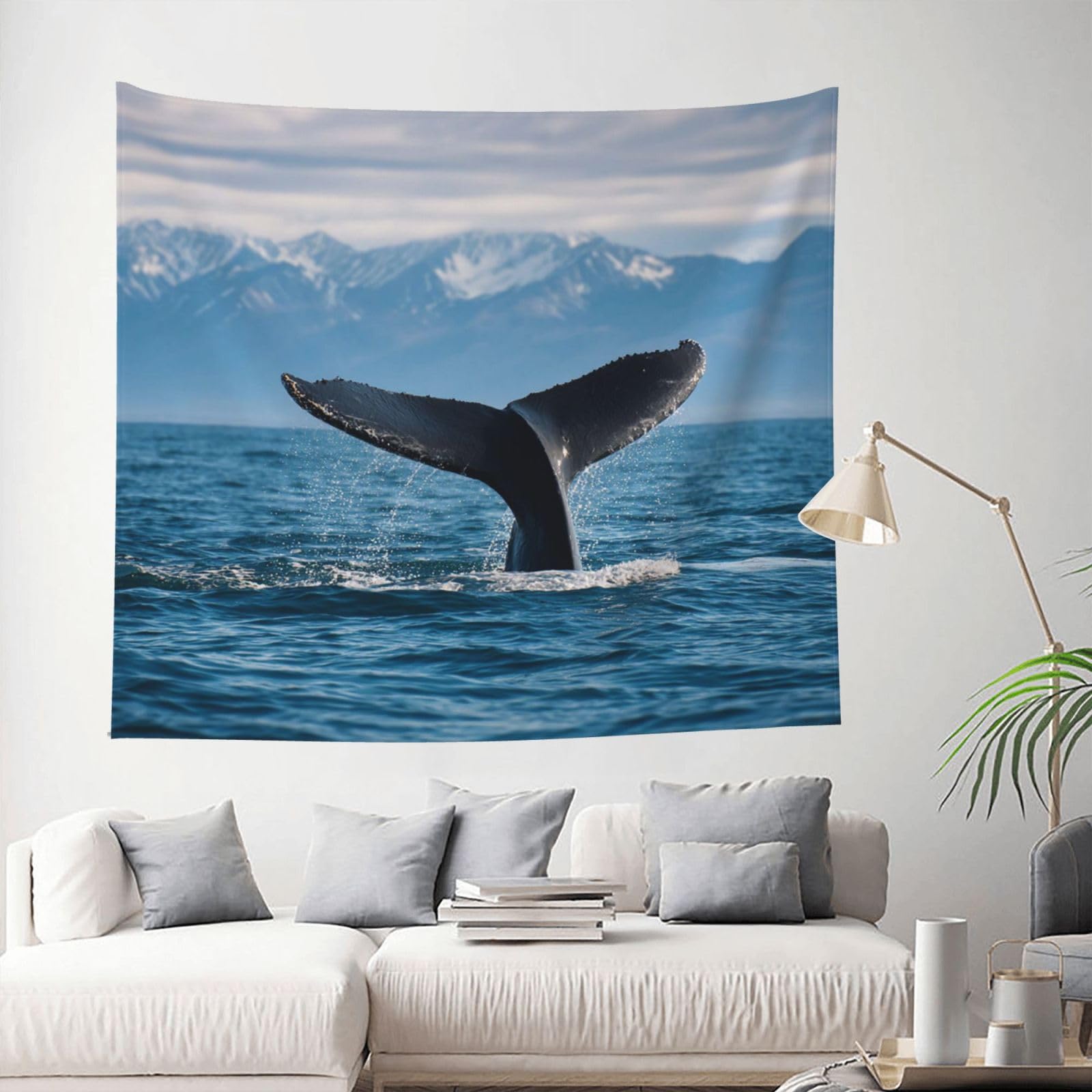 QLDETUPWLX Tapestry 153 X 130 CM Inches Wall Hanging for Living Room Whale Tail Tapestrys Home Decor Soft Aesthetic Tapestries Hanging Decor Blanket Wall Tapestry for Bedroom Dorm Indoor Outdoor