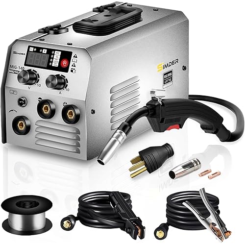 SSIMDER 140 Amp MIG Welder 110V Machine Stick/Flux Core MIG/Lift TIG 3 in 1 Welding Machine with IGBT Inverter and 1lb Welding Wire, for Metal DIY Projects/Home/Farm/Car