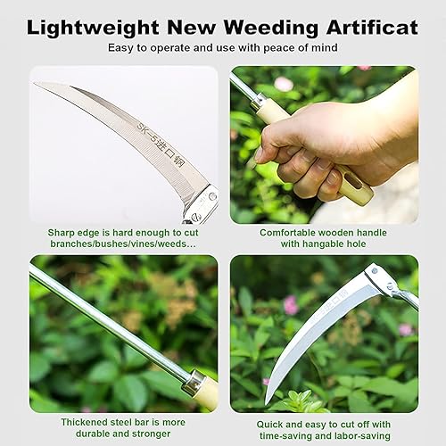 Miniatura 3 de SK-5 Herramienta de jardín de hoz de acero, cortador de hierba, extractor de malezas para jardín con borde afilado, herramientas de mano para