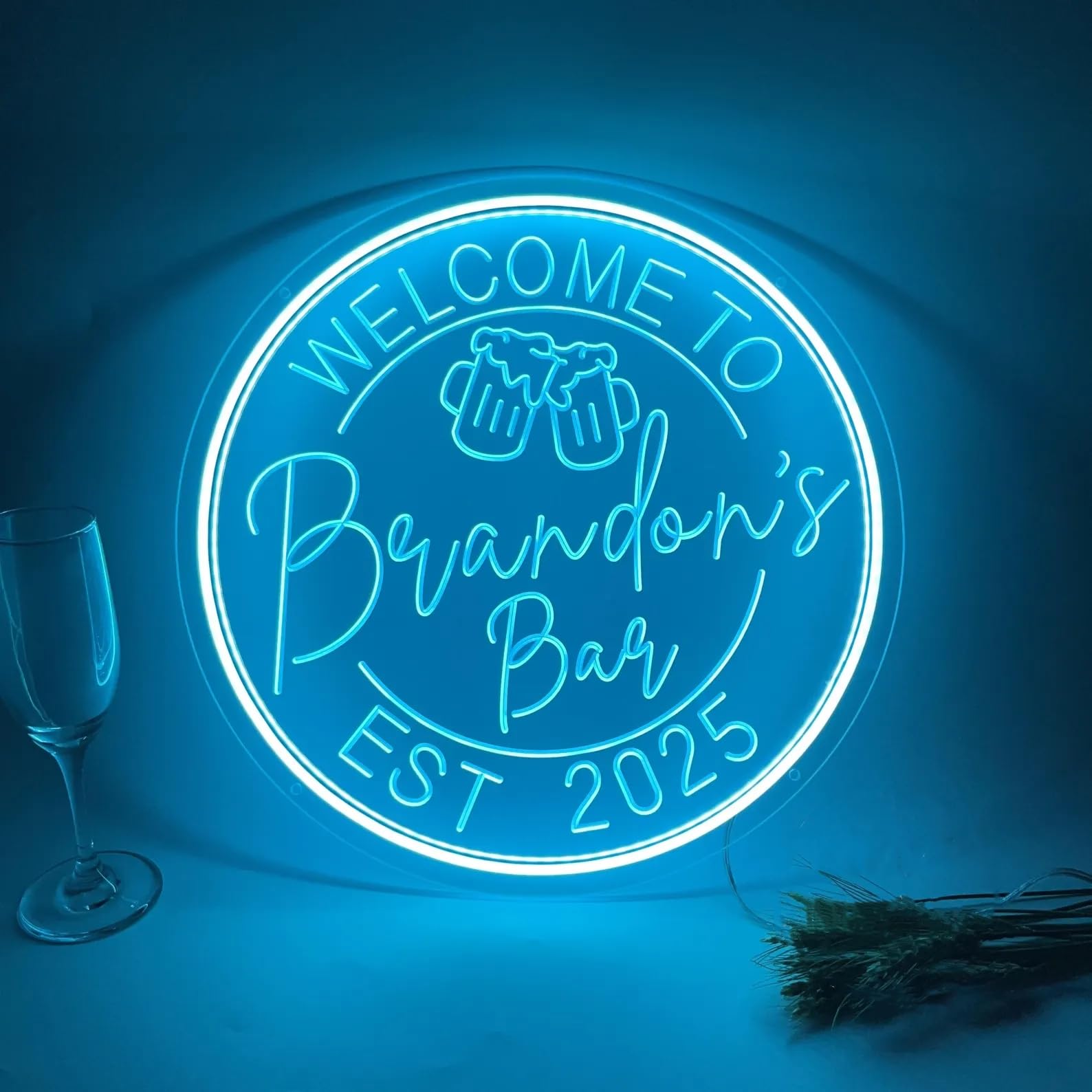 Personalisiertes Bar-Neonschild dimmbar graviert für die Home Bar LED-Neonlicht Wanddekoration Bier Whiskey Cocktail Pub Männerhöhle Trinknamensschild personalisierte Weihnachtsgeschenke für Männer