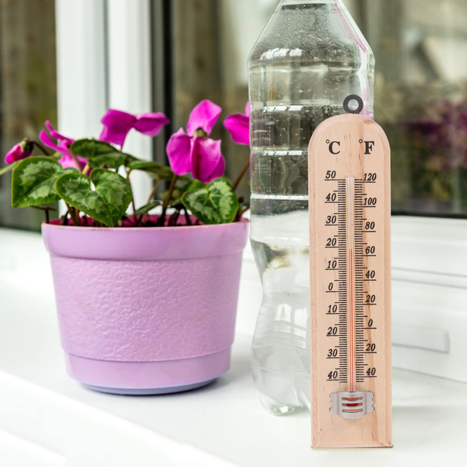 Abaodam Termometro da Interno Multiuso e Decorazione Elegante 3 Pezzi in Legno per Misurazione Temperatura Design Classico Semplice per Casa e Scuola