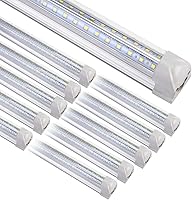 Henwsi 8FT LED Shop Lights 10 Pack T8 72W 9500LM 6500K V-Shape Plug & Play for Garage Warehouse