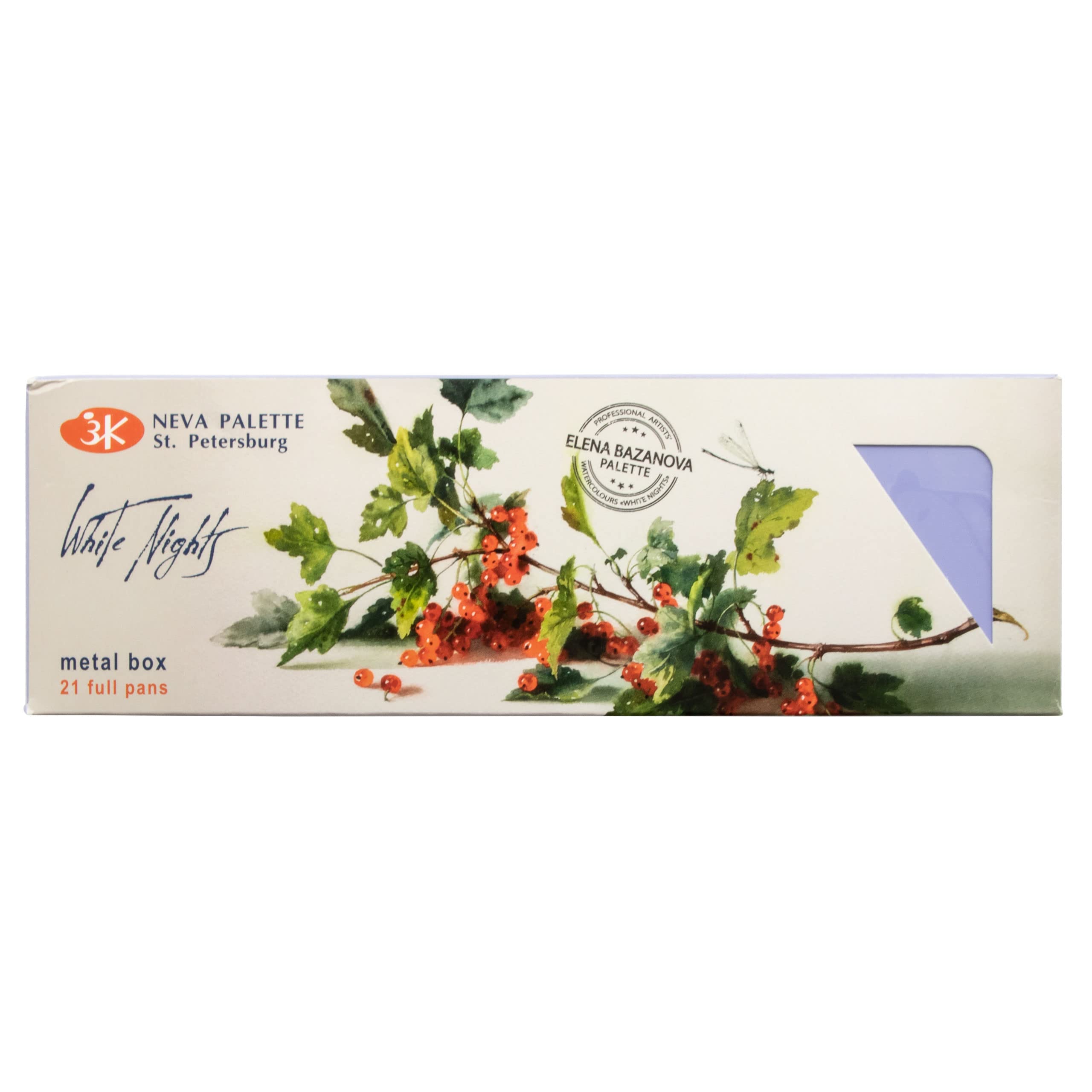 White Nights russischer Aquarellkasten Sonderedition "Bazanova" mit 21 ganzen Näpfen hochwertiger russischer Aquarellfarbe, hohe Brillanz und Leuchtkraft