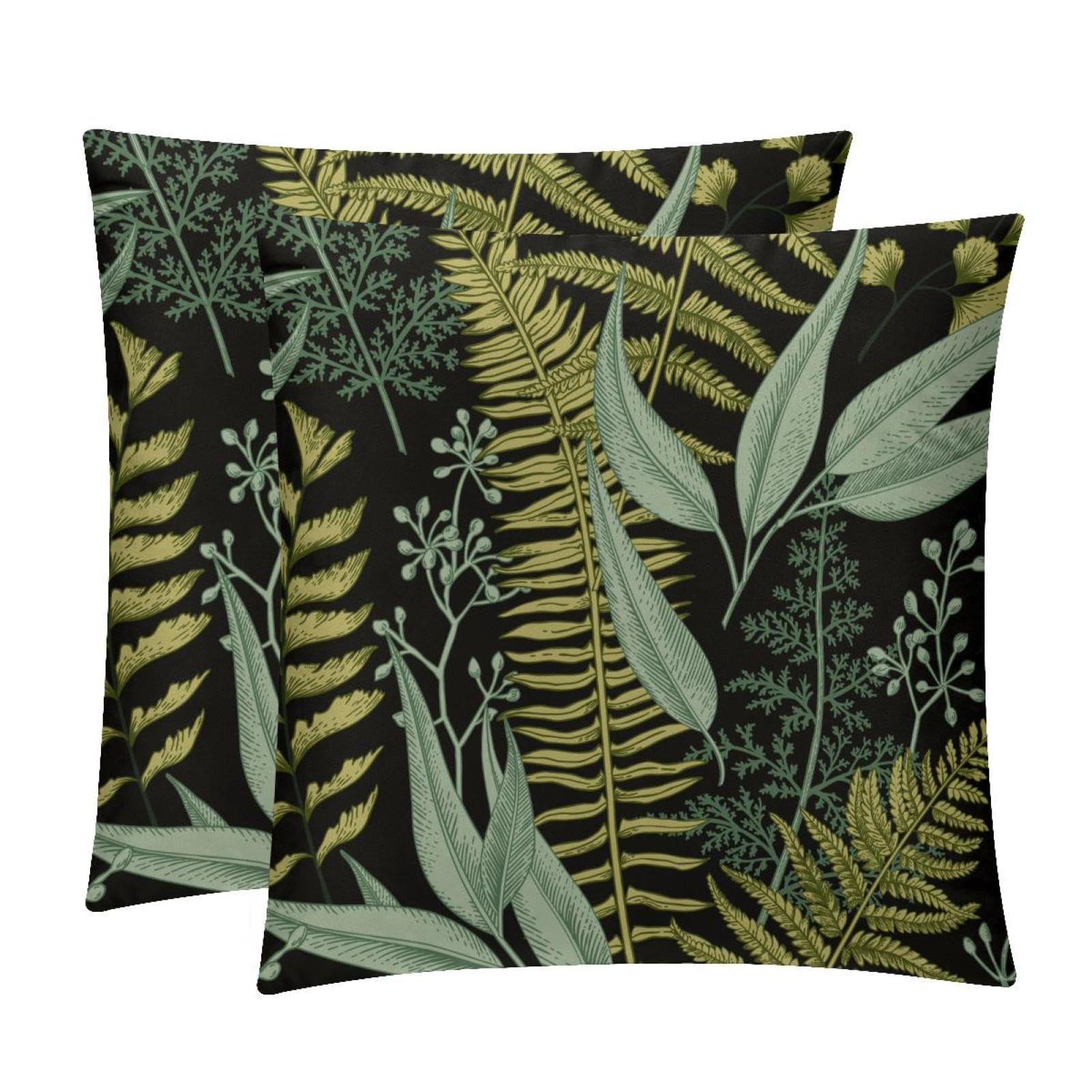 TDGKPZ Green Leaves Throw Pillow Covers 2 Pack Cushion Cases Decorative Pillow Cases Home Decor 40x40cm